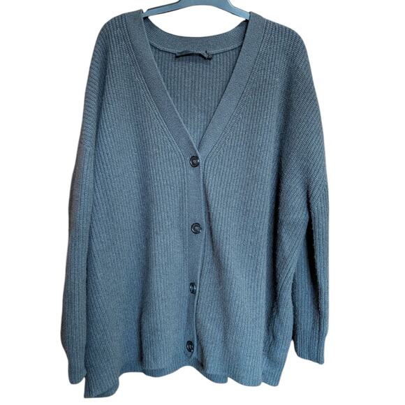 Jenni Kayne Dark Charcoal Cocoon Cashmere Cardigan Sweater XL Oversized Knit - Picture 2 of 5